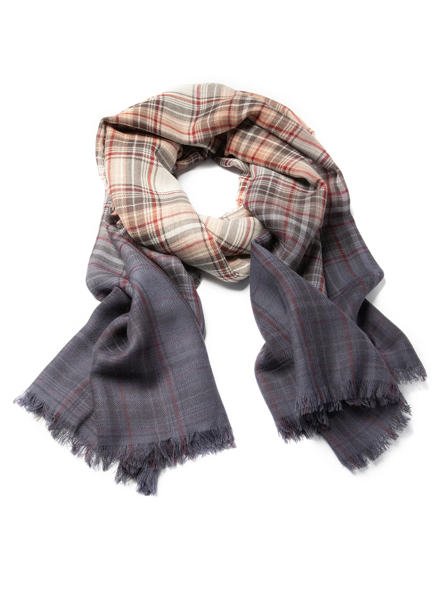 Dip-Dyed Plaid Shawl