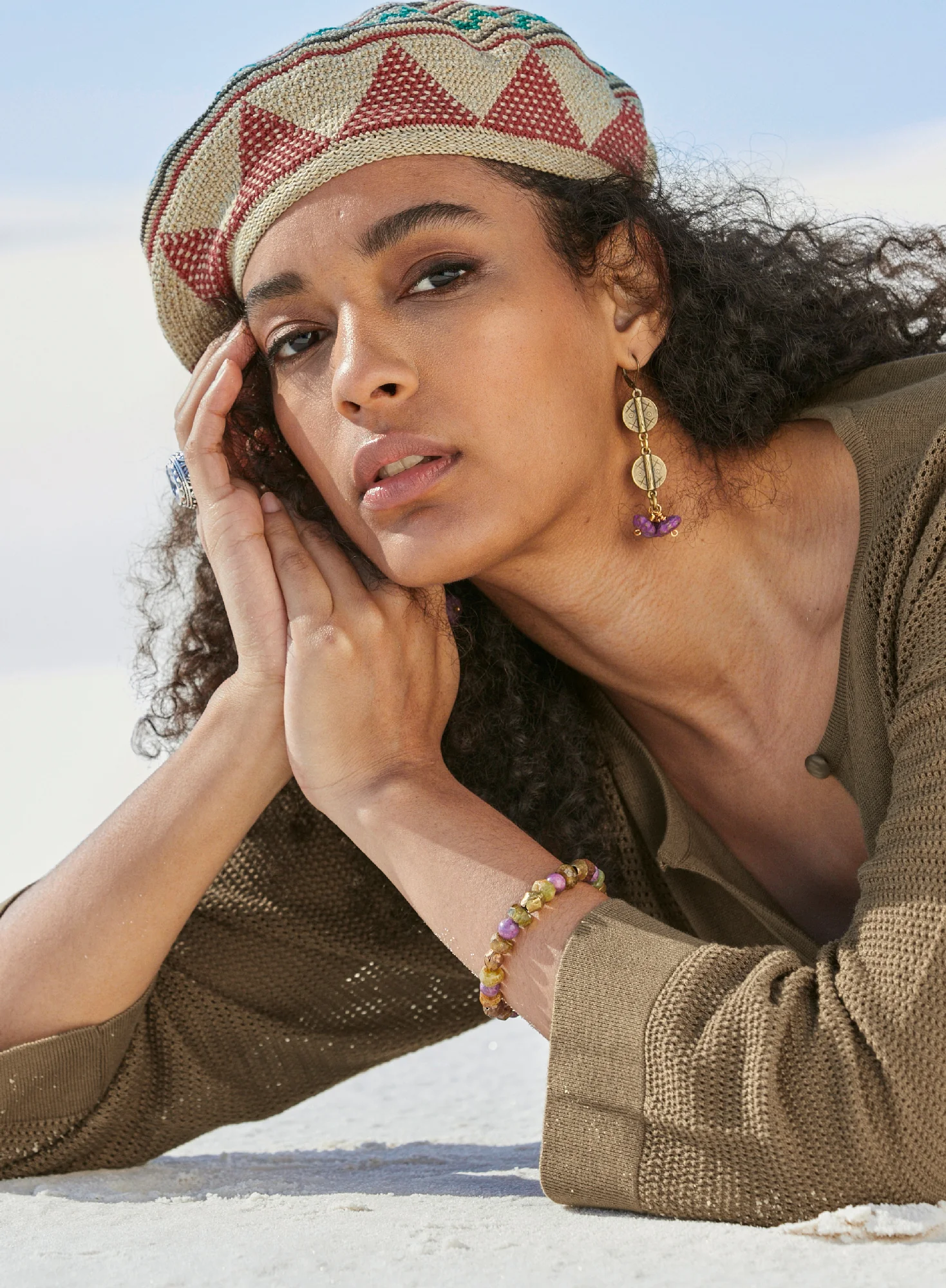 Heliotrope Beaded Stretch Bracelet - Image 3