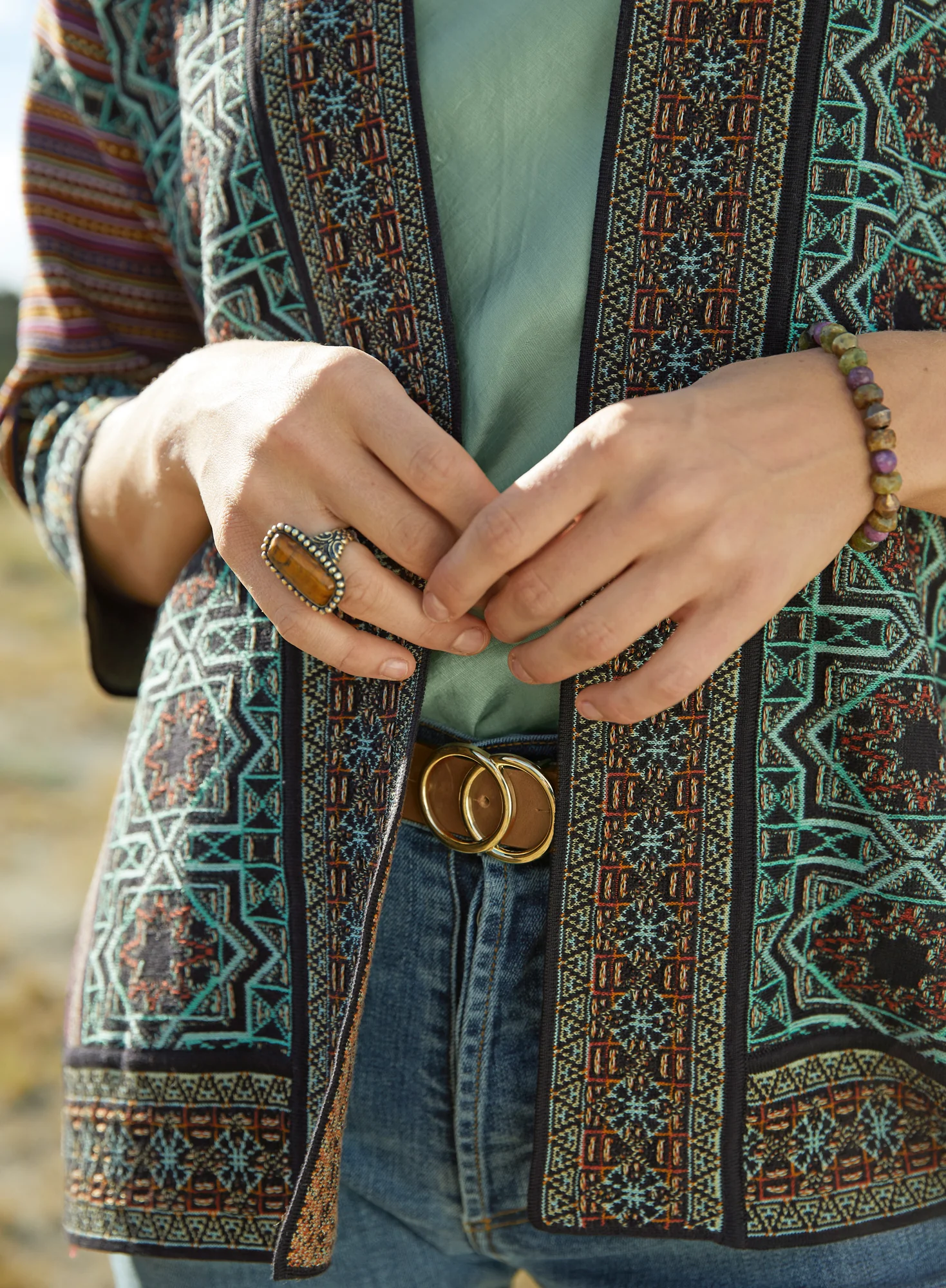 Heliotrope Beaded Stretch Bracelet - Image 4