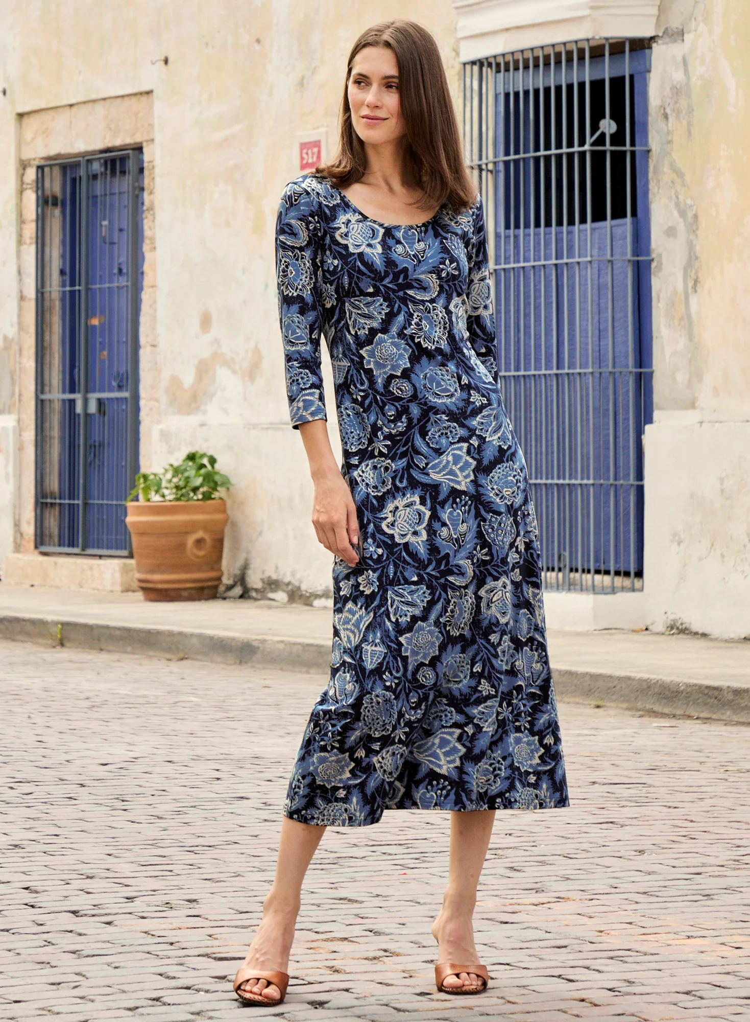 Indigo Chintz Dress