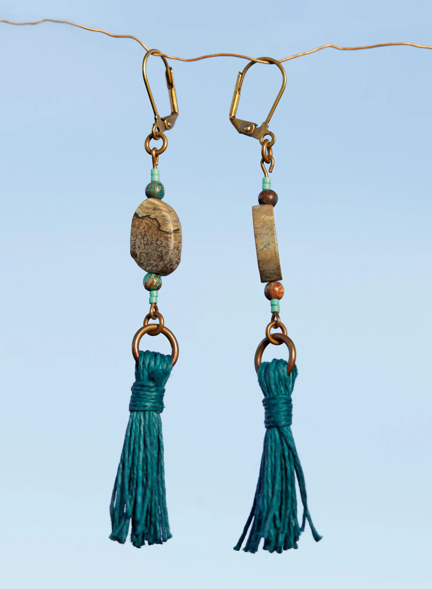 Jasper And Tassel Earrings - Image 3