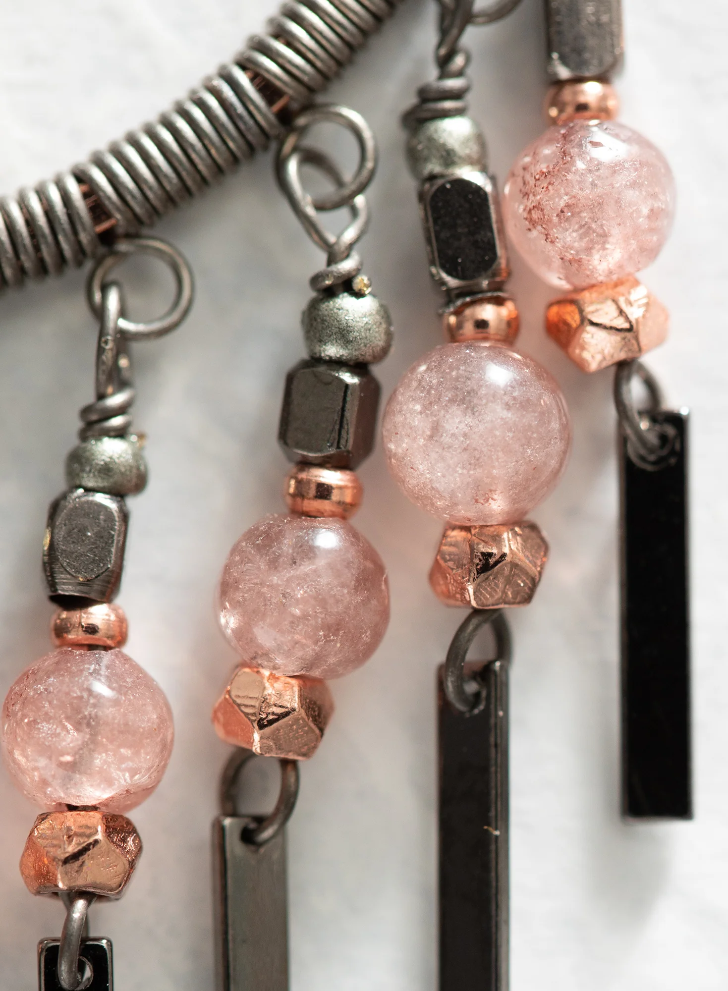 Pink Agate Fringed Earrings