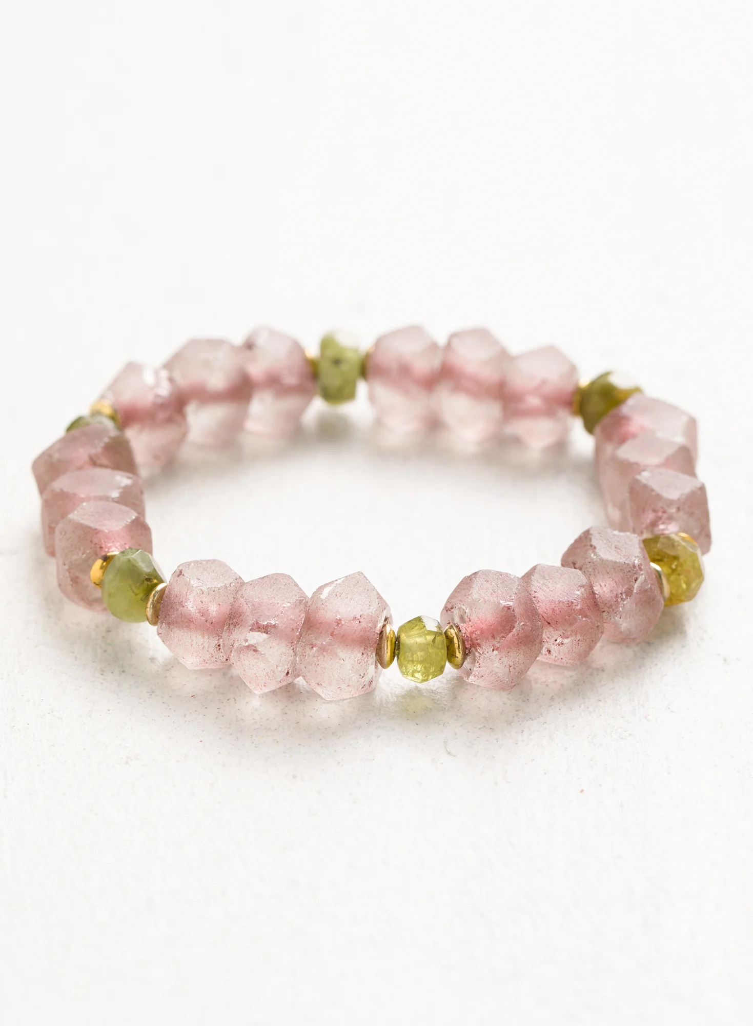 Pink Glass Stretch Bracelet