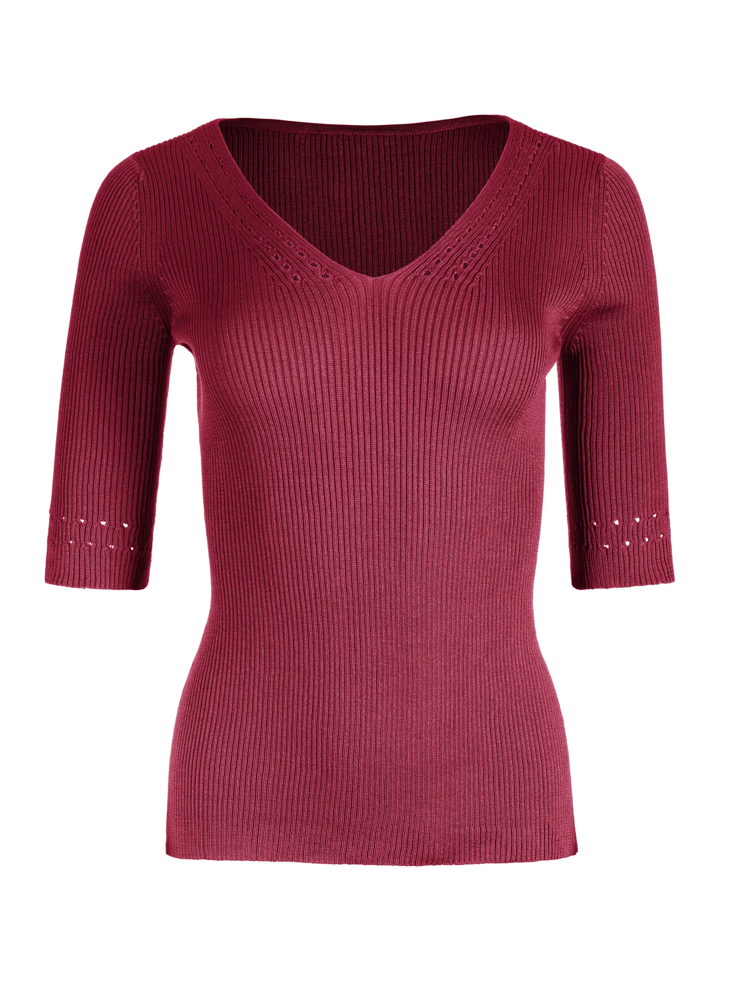 Pointelle V-Neck Top