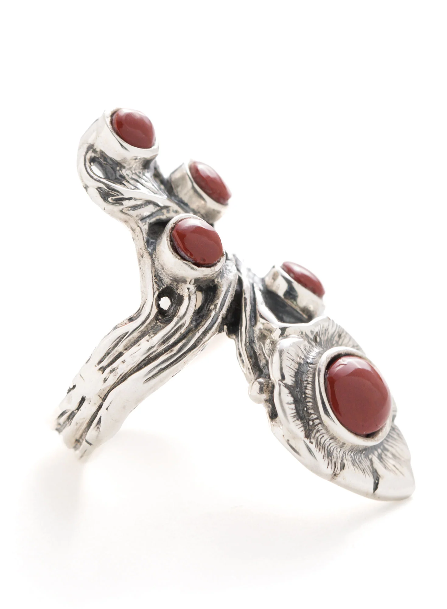 Sterling Carnelian Vining Leaf Ring