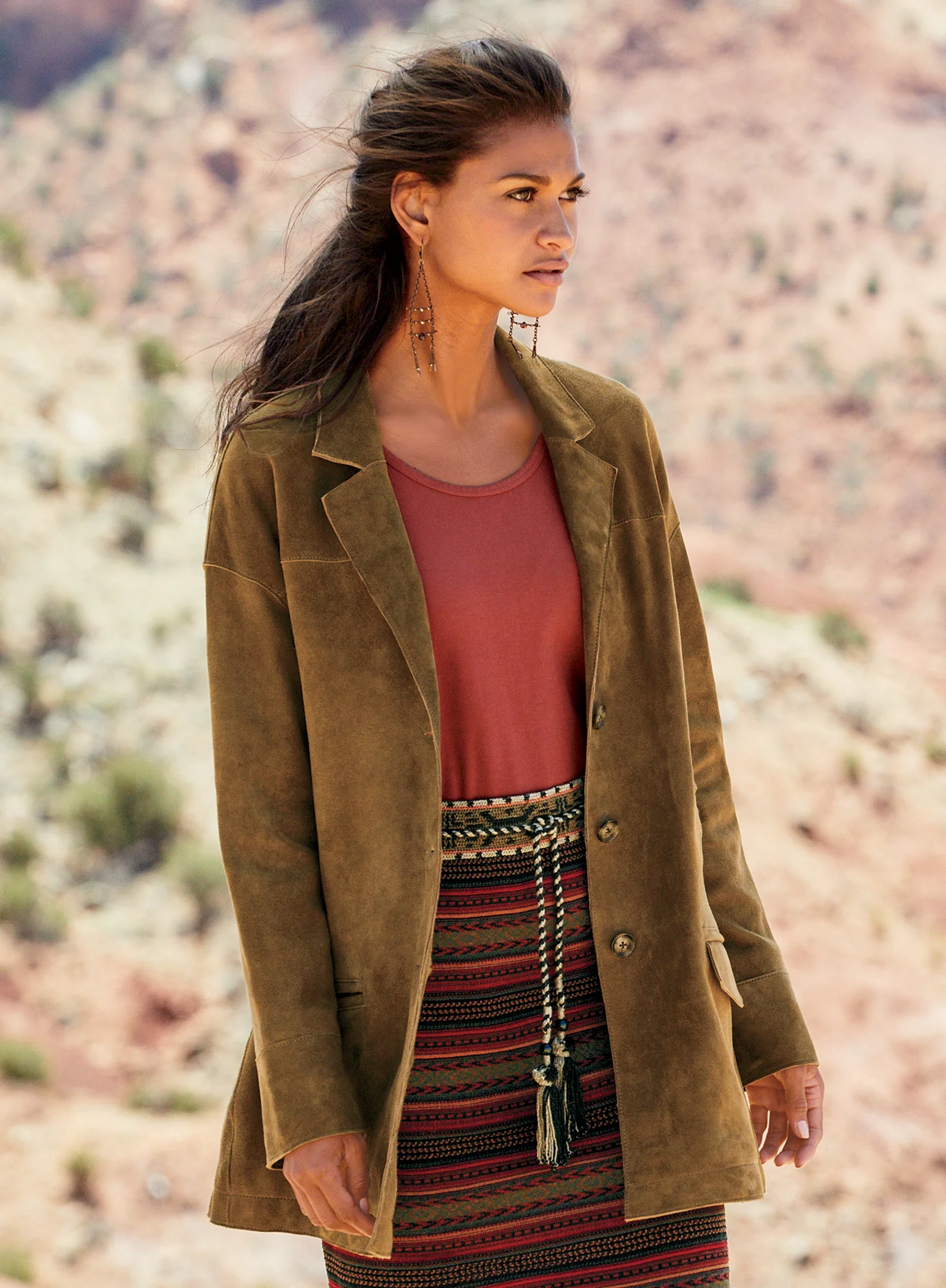 Suede Boyfriend Coat