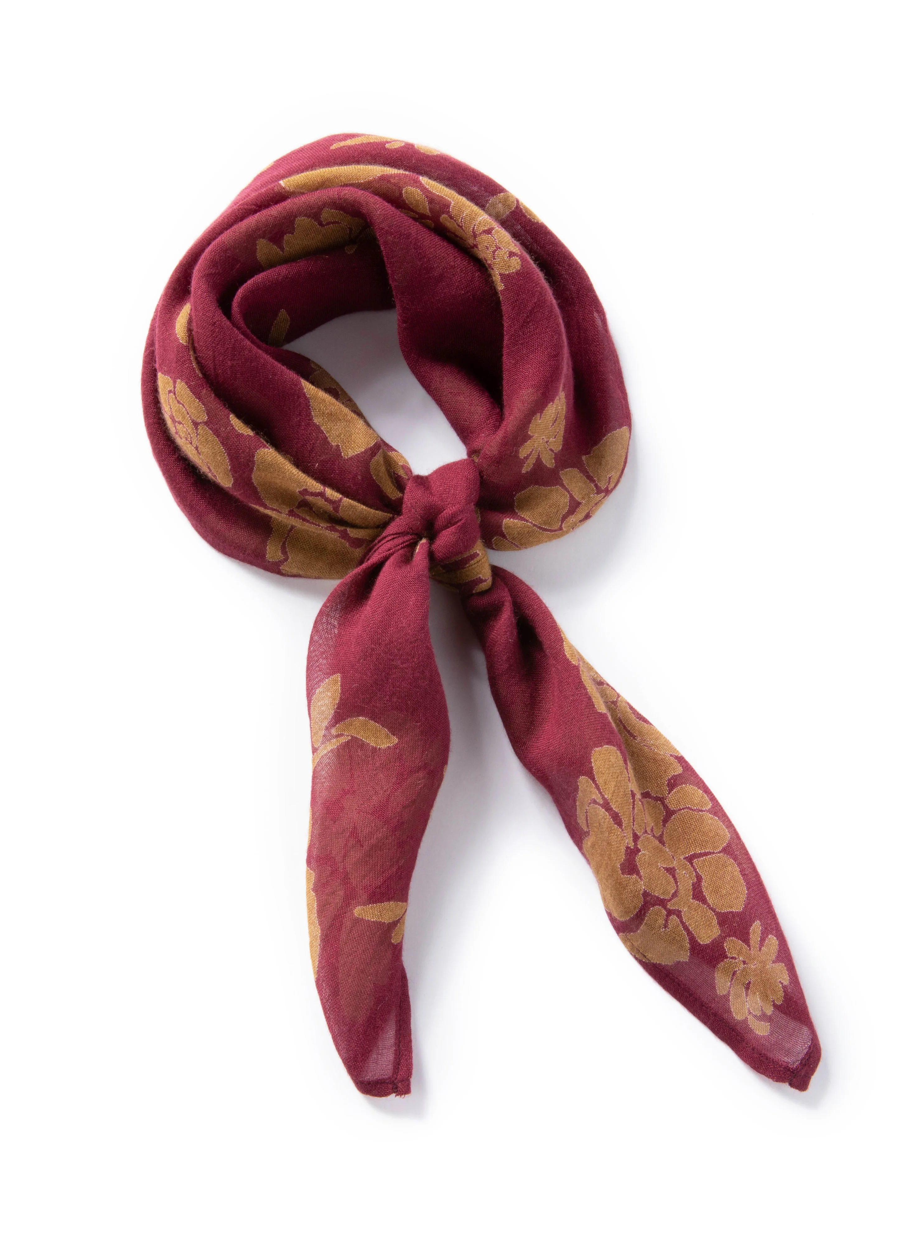 Wine And Gold Floral Scarf