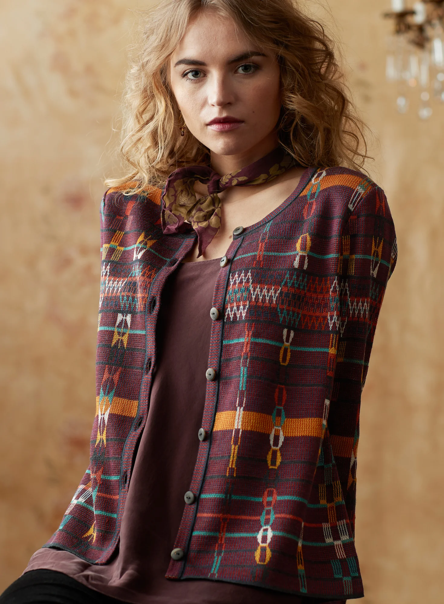 Wine And Gold Floral Scarf - Image 4